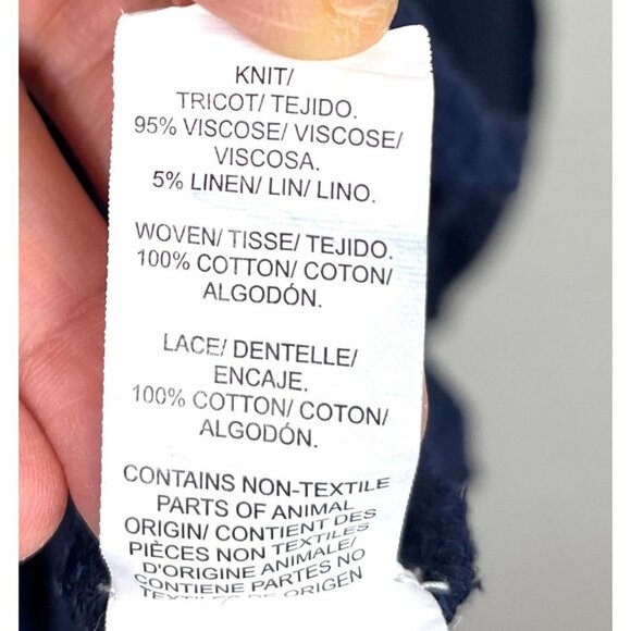 Lucky Brand navy linen blend‎ boho boxy blouse size L - Picture 7 of 8